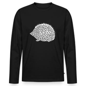 Hérisson Hérisson Pinnsvin - T-shirt manches longues Premium bio Homme - noir - Devant - Nico (187cm)