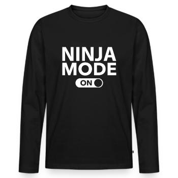 Mode Ninja activé - T-shirt manches longues Premium bio Homme - noir - Devant - Nico (187cm)