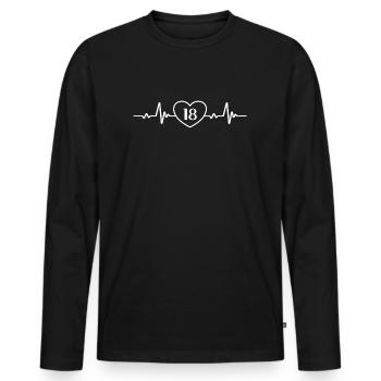 18e anniversaire Cœur 18 - T-shirt manches longues Premium bio Homme - noir - Devant - Nico (187cm)