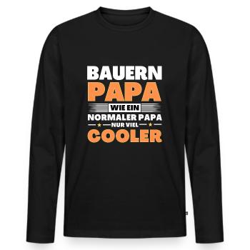 Bauern Papa wie ein normaler nur viel cooler - Männer Premium Bio Langarmshirt - Schwarz - Vorne - Nico (187cm)