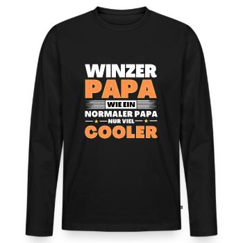 Winzer Papa wie ein normaler nur viel cooler - Männer Premium Bio Langarmshirt - Schwarz - Vorne - Nico (187cm)