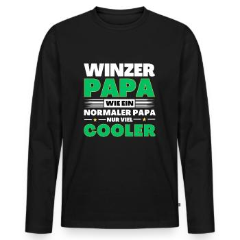 Winzer Papa wie ein normaler nur viel cooler - Männer Premium Bio Langarmshirt - Schwarz - Vorne - Nico (187cm)