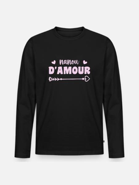 Nanou der Liebe - Männer Premium Bio Langarmshirt - Schwarz