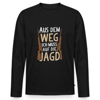 Jäger Jagen Jagd Jungjäger Jagdzeit Jagdschein - Männer Premium Bio Langarmshirt - Schwarz - Vorne - Nico (187cm)
