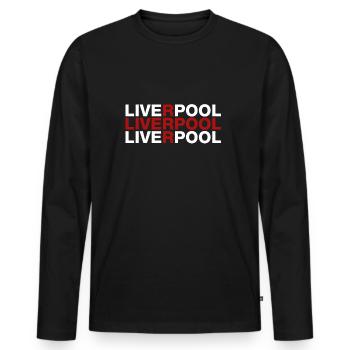 Liverpool Royaume-Uni Drapeau Shirt - Liverpool - T-shirt manches longues Premium bio Homme - noir - Devant - Nico (187cm)