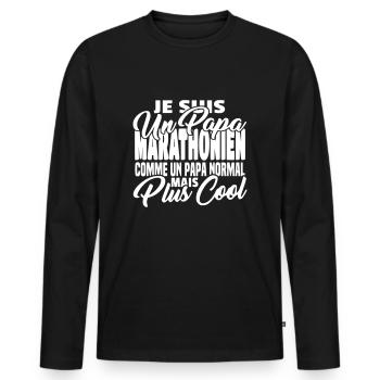 Papa marathonien mais plus cool - T-shirt manches longues Premium bio Homme - noir - Devant - Nico (187cm)