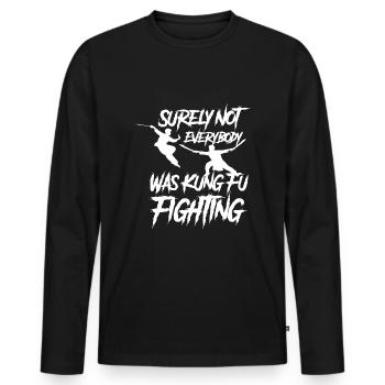 Kung Fu - sicherlich war nicht jeder Kung Fu Kampf - Männer Premium Bio Langarmshirt - Schwarz - Vorne - Nico (187cm)