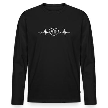 50th Birthday Fiftieth 50 Birthday Party - Men's Premium Organic Long Sleeve Shirt - black - Front - Nico (187cm)