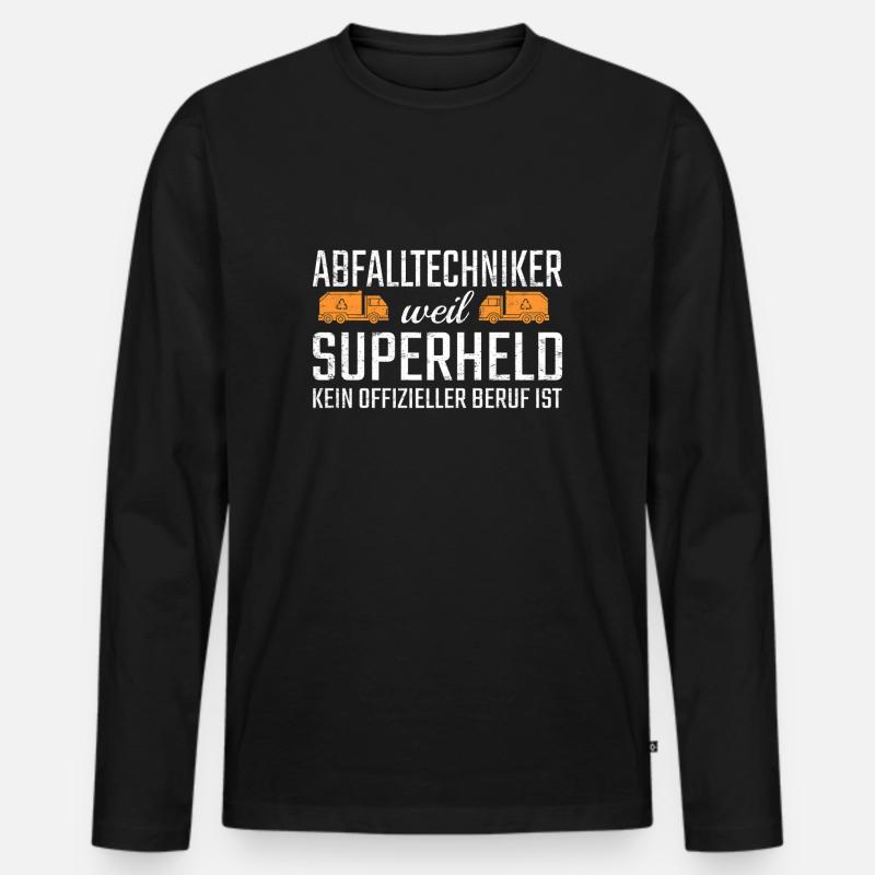 Abfalltechniker Superheld - Männer Premium Bio Langarmshirt - Schwarz
