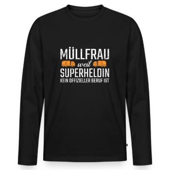 Garbage Woman Superheroine - Men's Premium Organic Long Sleeve Shirt - black - Front - Nico (187cm)