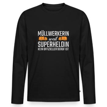 Garbage Worker Superheroine - Men's Premium Organic Long Sleeve Shirt - black - Front - Nico (187cm)