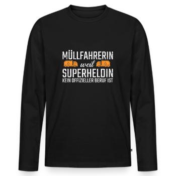 Garbage Driver Superheroine - Men's Premium Organic Long Sleeve Shirt - black - Front - Nico (187cm)