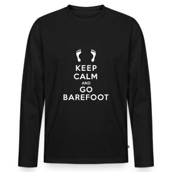 Keep Calm AND GO BAREFOOT - Men's Premium Organic Long Sleeve Shirt - black - Front - Nico (187cm)