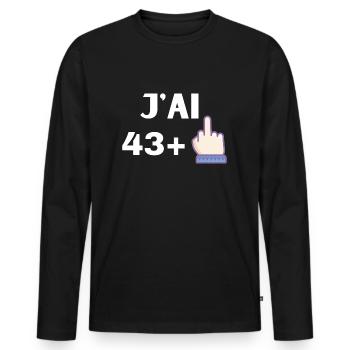 t-shirt anniversaire 44 ans cadeau humour - T-shirt manches longues Premium bio Homme - noir - Devant - Nico (187cm)