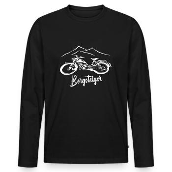 Zündapp Bergsteiger MD 25 Mofa Kult - Männer Premium Bio Langarmshirt - Schwarz - Vorne - Nico (187cm)