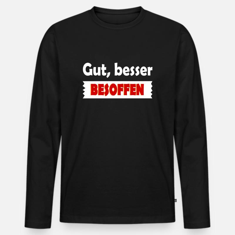 Besoffen Alkohol - Männer Premium Bio Langarmshirt - Schwarz