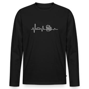 Beer heartbeat beer mug beer drinker beer garden - Men's Premium Organic Long Sleeve Shirt - black - Front - Nico (187cm)
