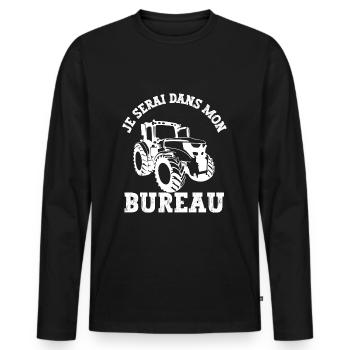 je serai dans mon bureau - T-shirt manches longues Premium bio Homme - noir - Devant - Nico (187cm)