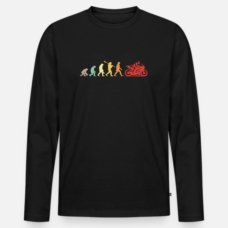 Darwin Evolution für Motorradfahrer 🏍️ - Männer Premium Bio Langarmshirt - Schwarz