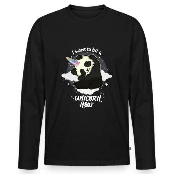 Funny panda bear gift - Men's Premium Organic Long Sleeve Shirt - black - Front - Nico (187cm)