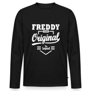 Freddy Gift Original Personalized Name Freddy - Men's Premium Organic Long Sleeve Shirt - black - Front - Nico (187cm)