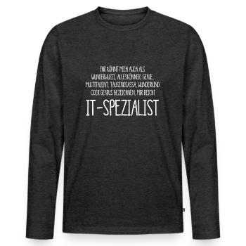 It Spezialist – ein Alleskönner, Genie, Multitalen - Männer Premium Bio Langarmshirt - Anthrazit meliert - Vorne - Nico (187cm)