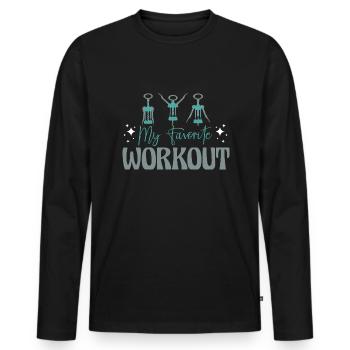 Mon entraînement préféré Funny Wine Lover - T-shirt manches longues Premium bio Homme - noir - Devant - Nico (187cm)