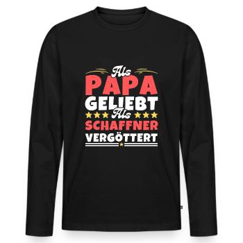 Als Papa geliebt, als Schaffner vergöttert - Männer Premium Bio Langarmshirt - Schwarz - Vorne - Nico (187cm)