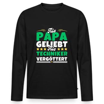 Als Papa geliebt, als Techniker vergöttert - Männer Premium Bio Langarmshirt - Schwarz - Vorne - Nico (187cm)