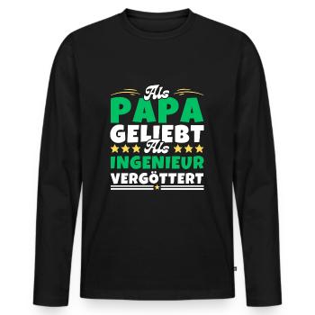 Als Papa geliebt, als Ingenieur vergöttert - Männer Premium Bio Langarmshirt - Schwarz - Vorne - Nico (187cm)