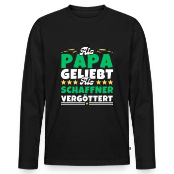 Als Papa geliebt, als Schaffner vergöttert - Männer Premium Bio Langarmshirt - Schwarz - Vorne - Nico (187cm)