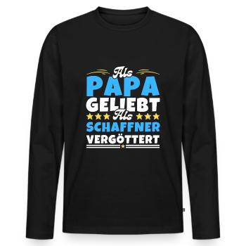 Als Papa geliebt, als Schaffner vergöttert - Männer Premium Bio Langarmshirt - Schwarz - Vorne - Nico (187cm)