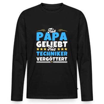 Als Papa geliebt, als Techniker vergöttert - Männer Premium Bio Langarmshirt - Schwarz - Vorne - Nico (187cm)