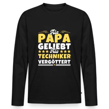 Als Papa geliebt, als Techniker vergöttert - Männer Premium Bio Langarmshirt - Schwarz - Vorne - Nico (187cm)