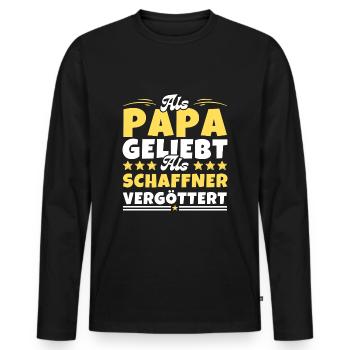Als Papa geliebt, als Schaffner vergöttert - Männer Premium Bio Langarmshirt - Schwarz - Vorne - Nico (187cm)