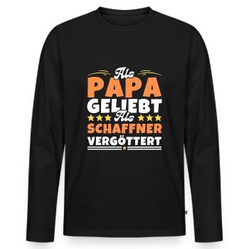 Als Papa geliebt, als Schaffner vergöttert - Männer Premium Bio Langarmshirt - Schwarz - Vorne - Nico (187cm)