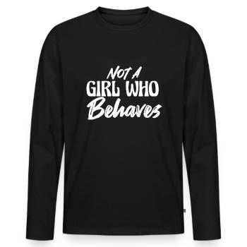 Pas une fille qui se comporte de manière impertinente et autoritaire - T-shirt manches longues Premium bio Homme - noir - Devant - Nico (187cm)