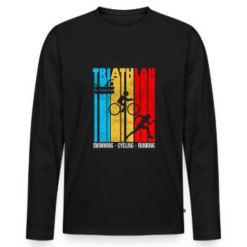 triathlon, triathlon, triathlon humor - Men's Premium Organic Long Sleeve Shirt - black - Front - Nico (187cm)