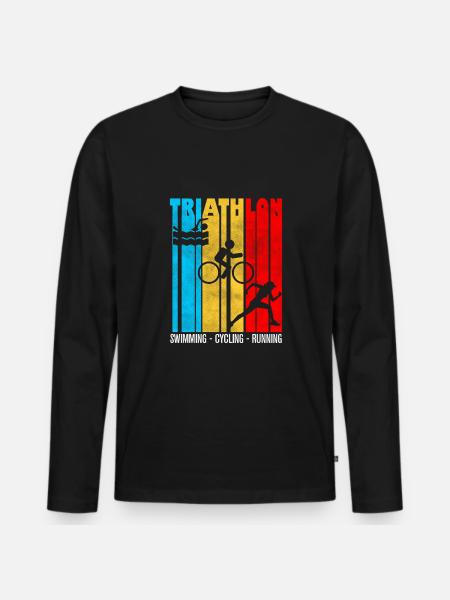triathlon, triathlon, humour triathlon - T-shirt manches longues Premium bio Homme - noir