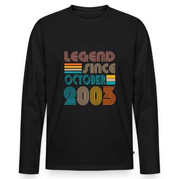 Octobre 2003 né en | Génial depuis octobre 2003 - T-shirt manches longues Premium bio Homme - noir - Devant - Nico (187cm)