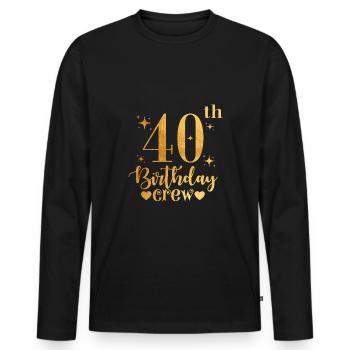 Crew zum 40. Geburtstag - Männer Premium Bio Langarmshirt - Schwarz - Vorne - Nico (187cm)