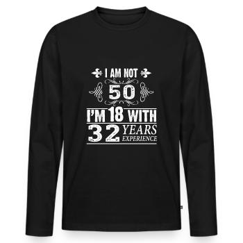 Lustiges Shirt zum 50. Geburtstag! - Männer Premium Bio Langarmshirt - Schwarz - Vorne - Nico (187cm)