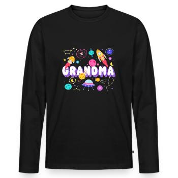 Grandma Outer Space Birthday Party Family Boys - Men's Premium Organic Long Sleeve Shirt - black - Front - Nico (187cm)