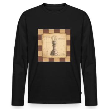 Schach König / Königin. Altmodischer vintage Stil. - Männer Premium Bio Langarmshirt - Schwarz - Vorne - Nico (187cm)