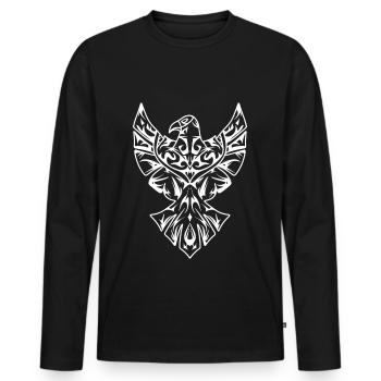 Tatouage Tribal Aigle Tatouage Aztèque - T-shirt manches longues Premium bio Homme - noir - Devant - Nico (187cm)