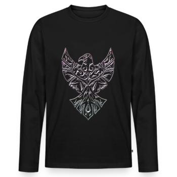 Tatouage Tribal Aigle Tatouage Aztèque - T-shirt manches longues Premium bio Homme - noir - Devant - Nico (187cm)
