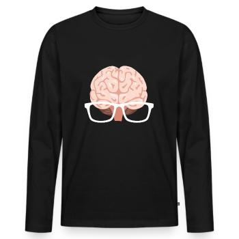 Nerd - T-shirt manches longues Premium bio Homme - noir - Devant - Nico (187cm)