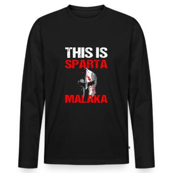 Sparta Malaka Krieger Griechenland Geschenk - Männer Premium Bio Langarmshirt - Schwarz - Vorne - Nico (187cm)