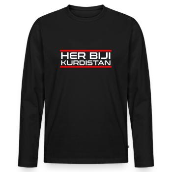Her Biji Kurdistan Azadi Newroz Rojava Geschenk - Männer Premium Bio Langarmshirt - Schwarz - Vorne - Nico (187cm)