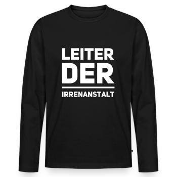 Leiter Der Irrenanstalt - Männer Premium Bio Langarmshirt - Schwarz - Vorne - Nico (187cm)